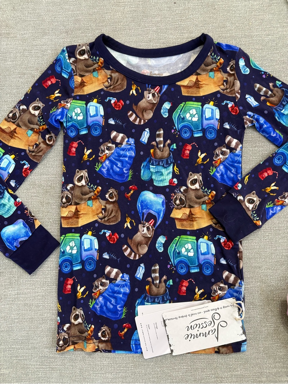 Raccoon Print Long Sleeve Pajama Top